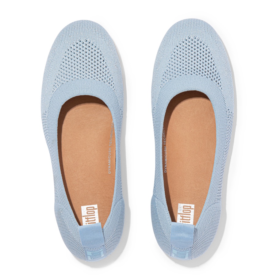 Fitflop ALLEGRO Airyknit Ballet Flats Pale Blue-Silver