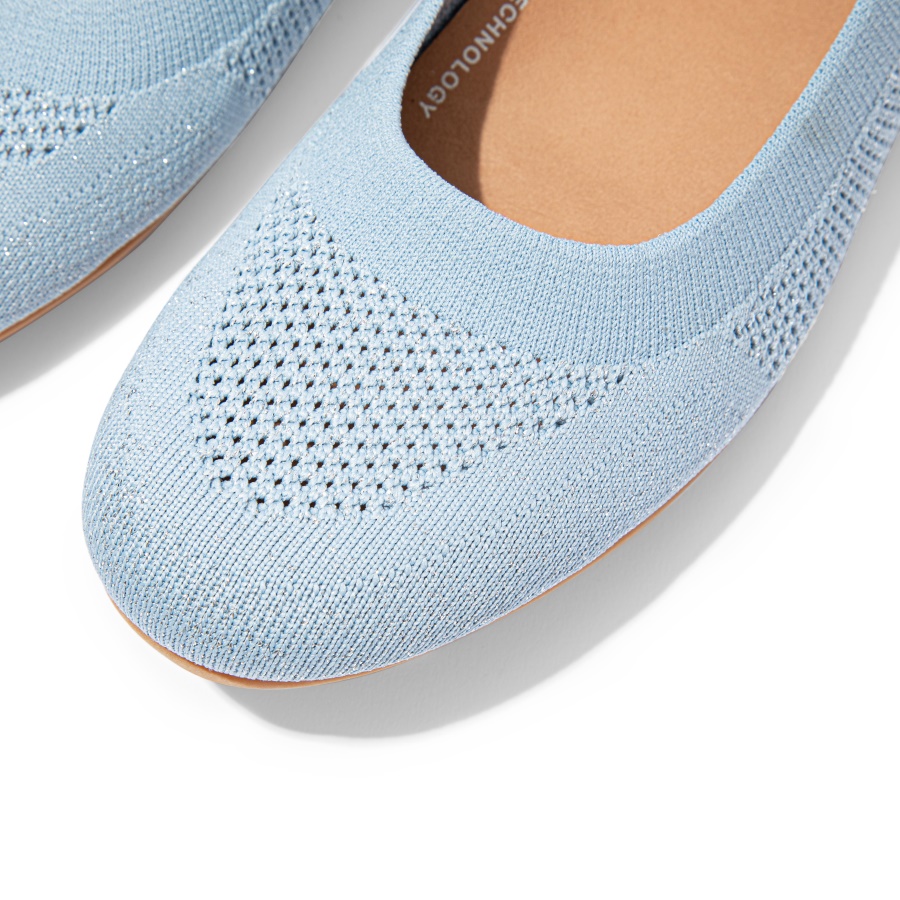 Fitflop ALLEGRO Airyknit Ballet Flats Pale Blue-Silver