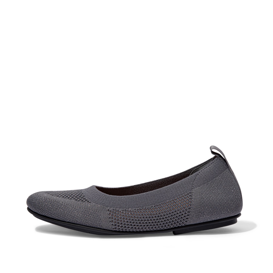 Fitflop ALLEGRO Airyknit Ballet Flats Pewter Grey-Metallic Pewter