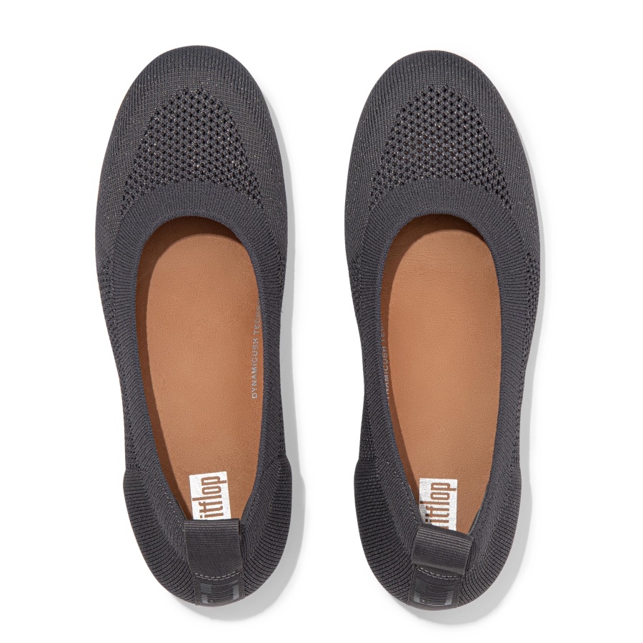 Fitflop ALLEGRO Airyknit Ballet Flats Pewter Grey-Metallic Pewter