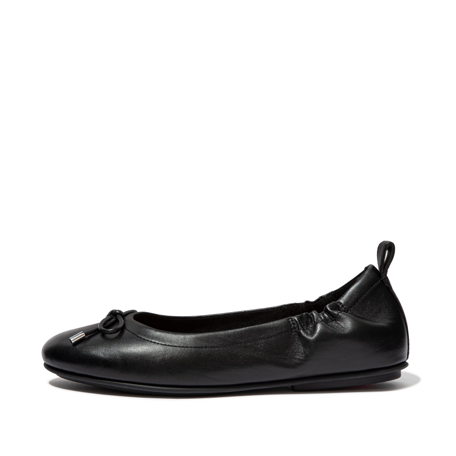 Fitflop ALLEGRO Bow Leather Ballet Flats All Black