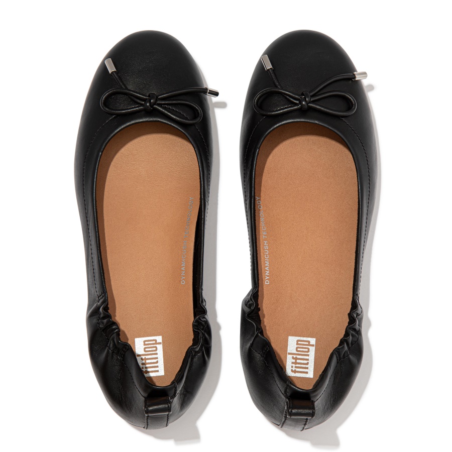 Fitflop ALLEGRO Bow Leather Ballet Flats All Black