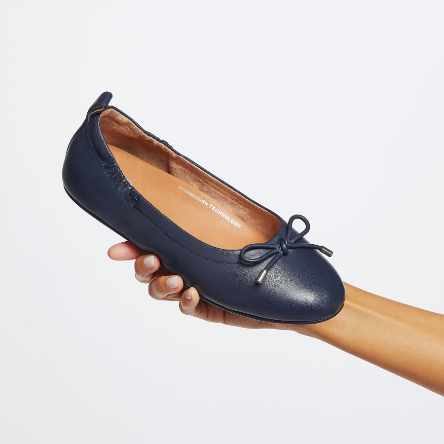 Fitflop ALLEGRO Bow Leather Ballet Flats Midnight Navy