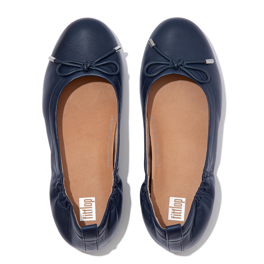 Fitflop ALLEGRO Bow Leather Ballet Flats Midnight Navy