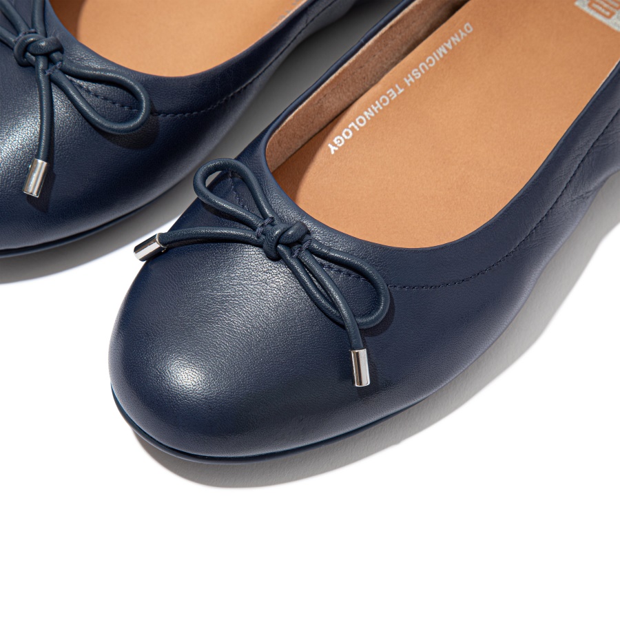 Fitflop ALLEGRO Bow Leather Ballet Flats Midnight Navy