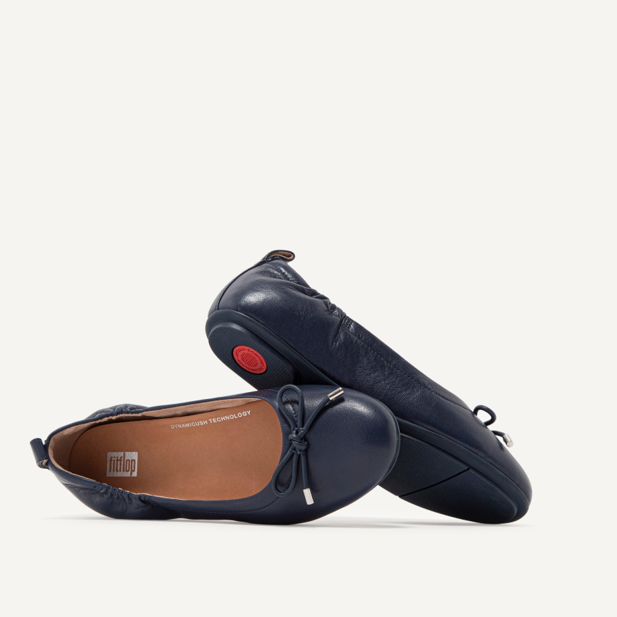 Fitflop ALLEGRO Bow Leather Ballet Flats Midnight Navy