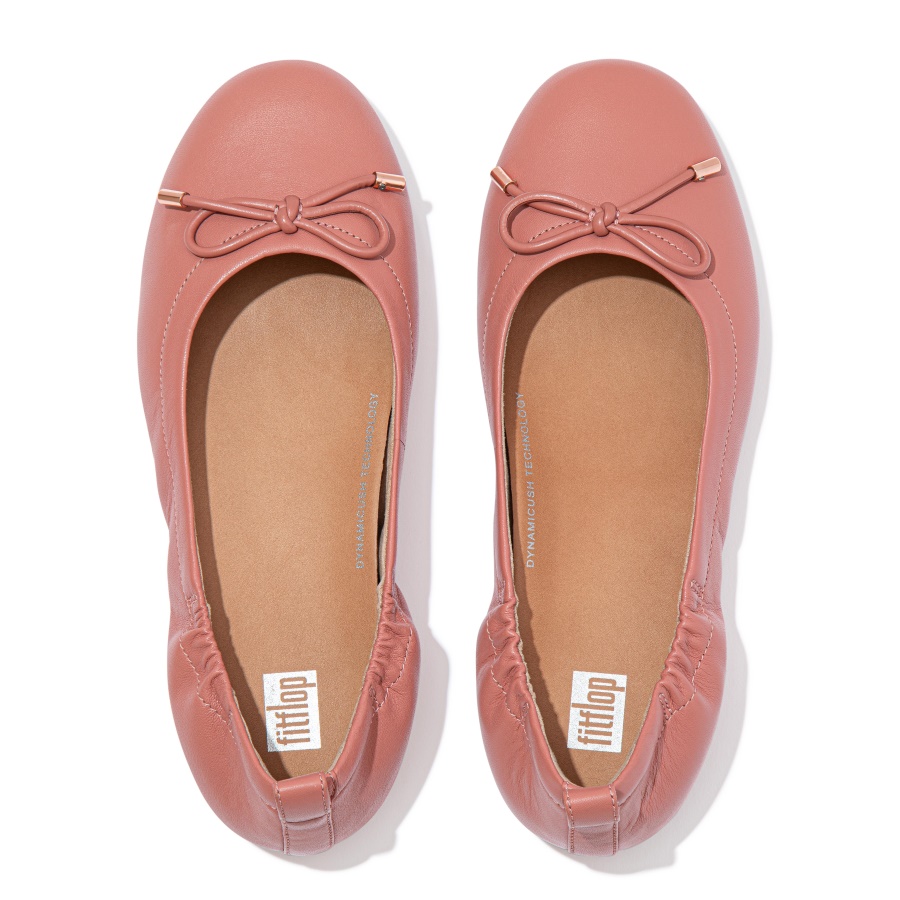 Fitflop ALLEGRO Bow Leather Ballet Flats Warm Rose