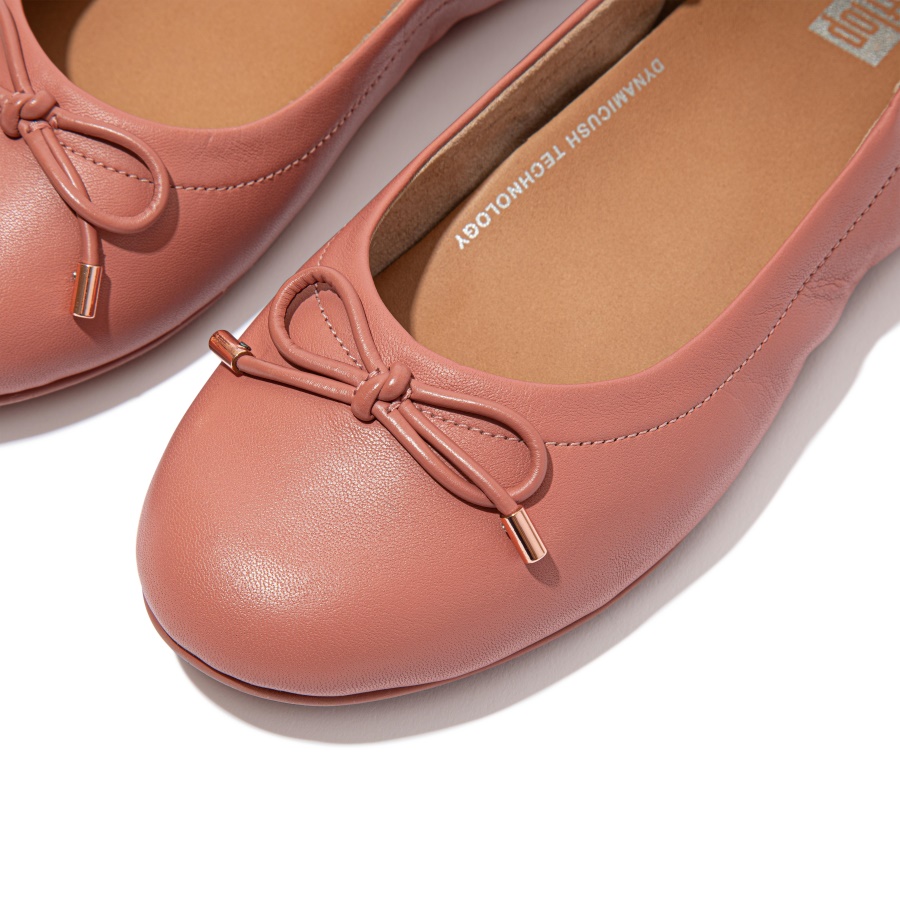 Fitflop ALLEGRO Bow Leather Ballet Flats Warm Rose