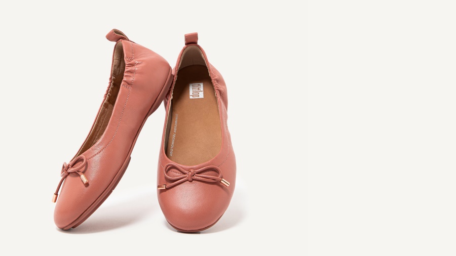 Fitflop ALLEGRO Bow Leather Ballet Flats Warm Rose