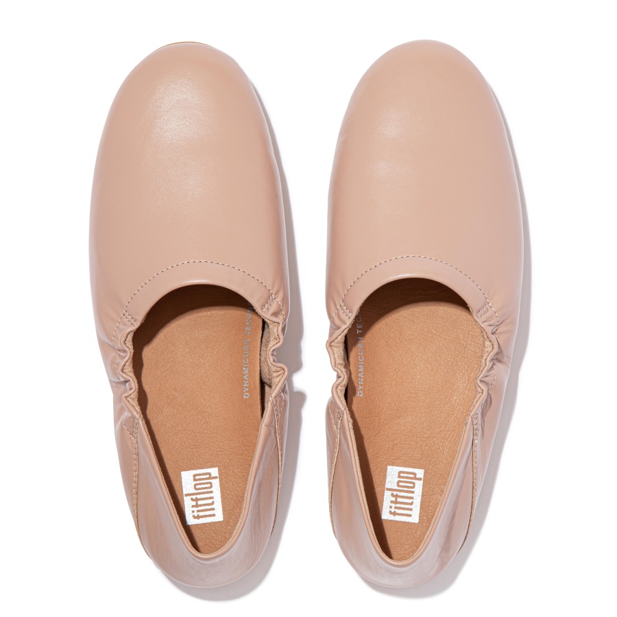 Fitflop ALLEGRO Fold-Down Back Leather Ballet Flats Naked Pink