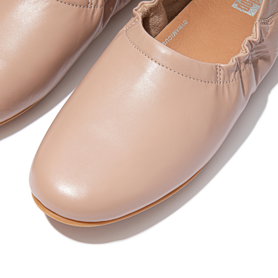 Fitflop ALLEGRO Fold-Down Back Leather Ballet Flats Naked Pink