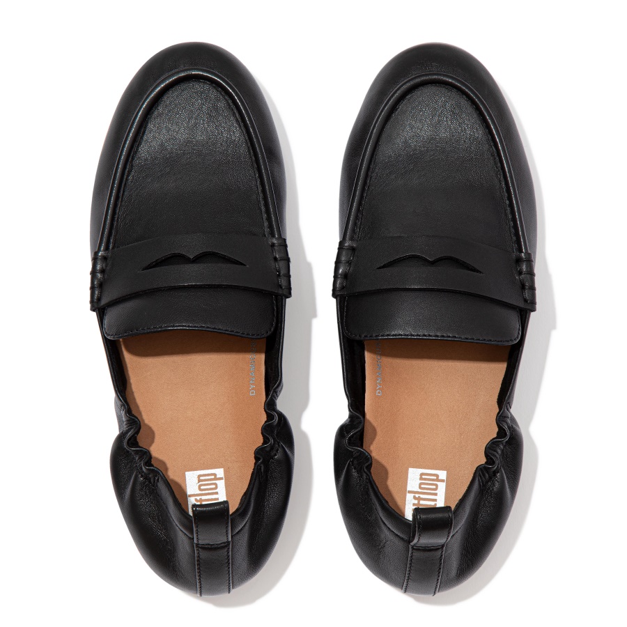 Fitflop ALLEGRO Leather Penny Loafers All Black