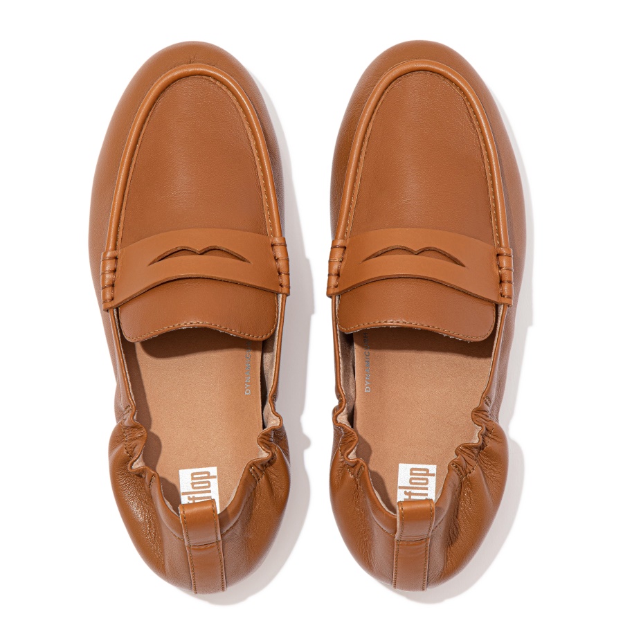 Fitflop ALLEGRO Leather Penny Loafers Light Tan