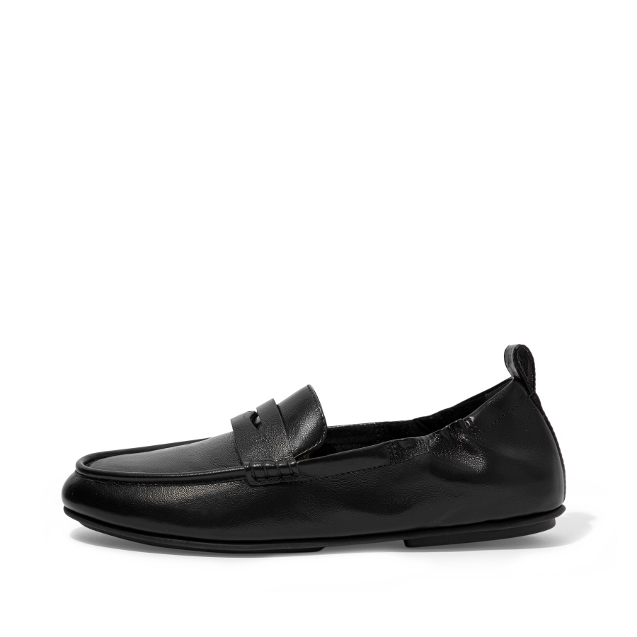 Fitflop ALLEGRO Metallic Leather Penny Loafers All Black