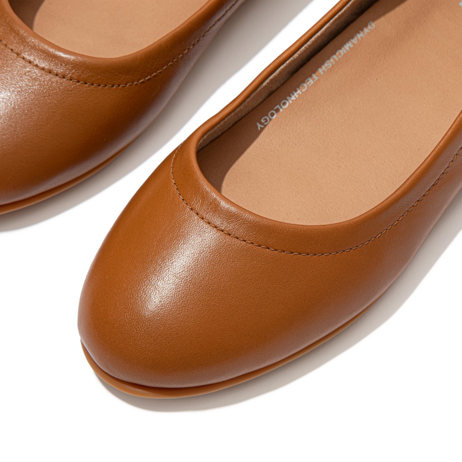 Fitflop ALLEGRO Soft Leather Ballet Flats Light Tan