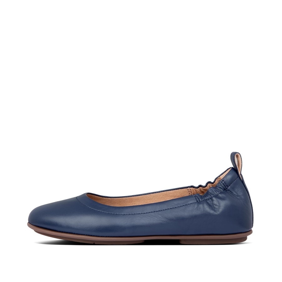 Fitflop ALLEGRO Soft Leather Ballet Flats Midnight Navy