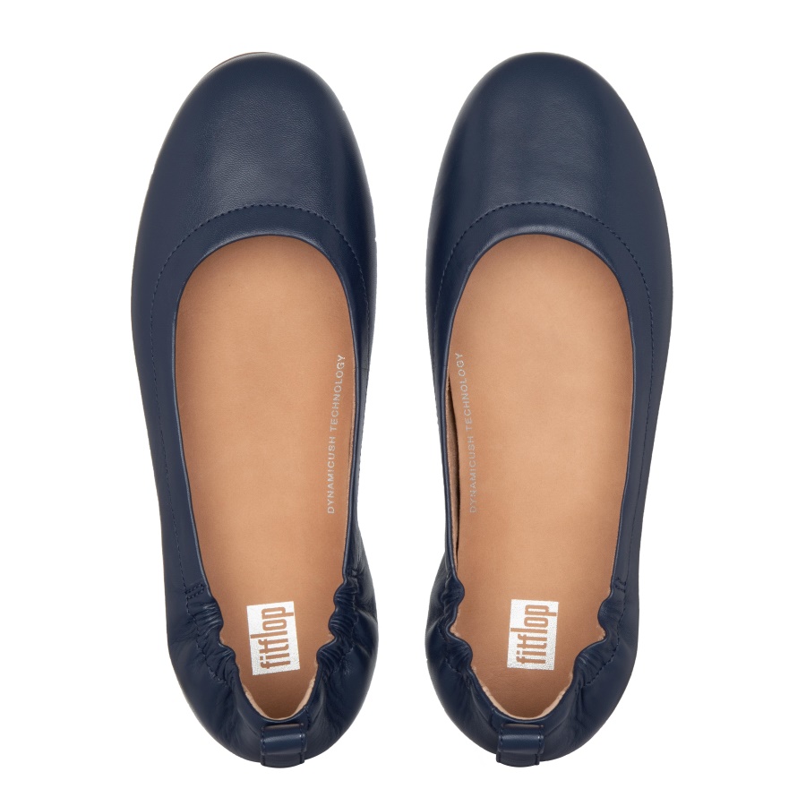 Fitflop ALLEGRO Soft Leather Ballet Flats Midnight Navy