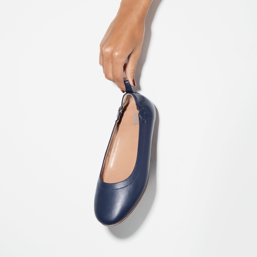 Fitflop ALLEGRO Soft Leather Ballet Flats Midnight Navy