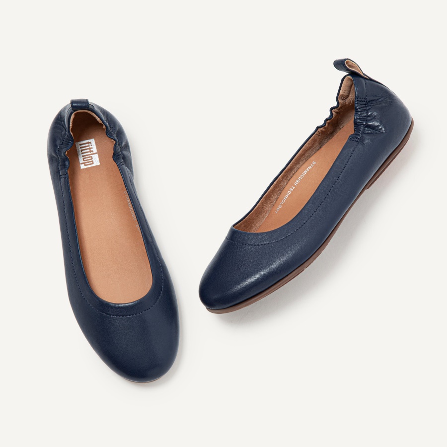 Fitflop ALLEGRO Soft Leather Ballet Flats Midnight Navy