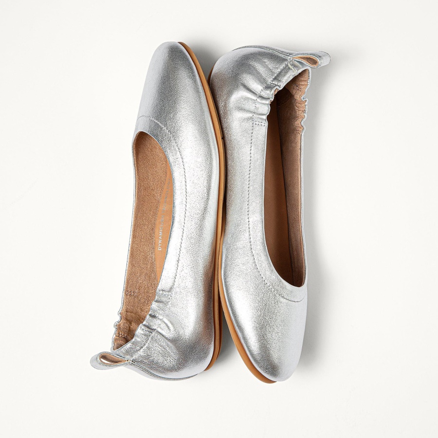 Fitflop ALLEGRO Soft Leather Ballet Flats Silver