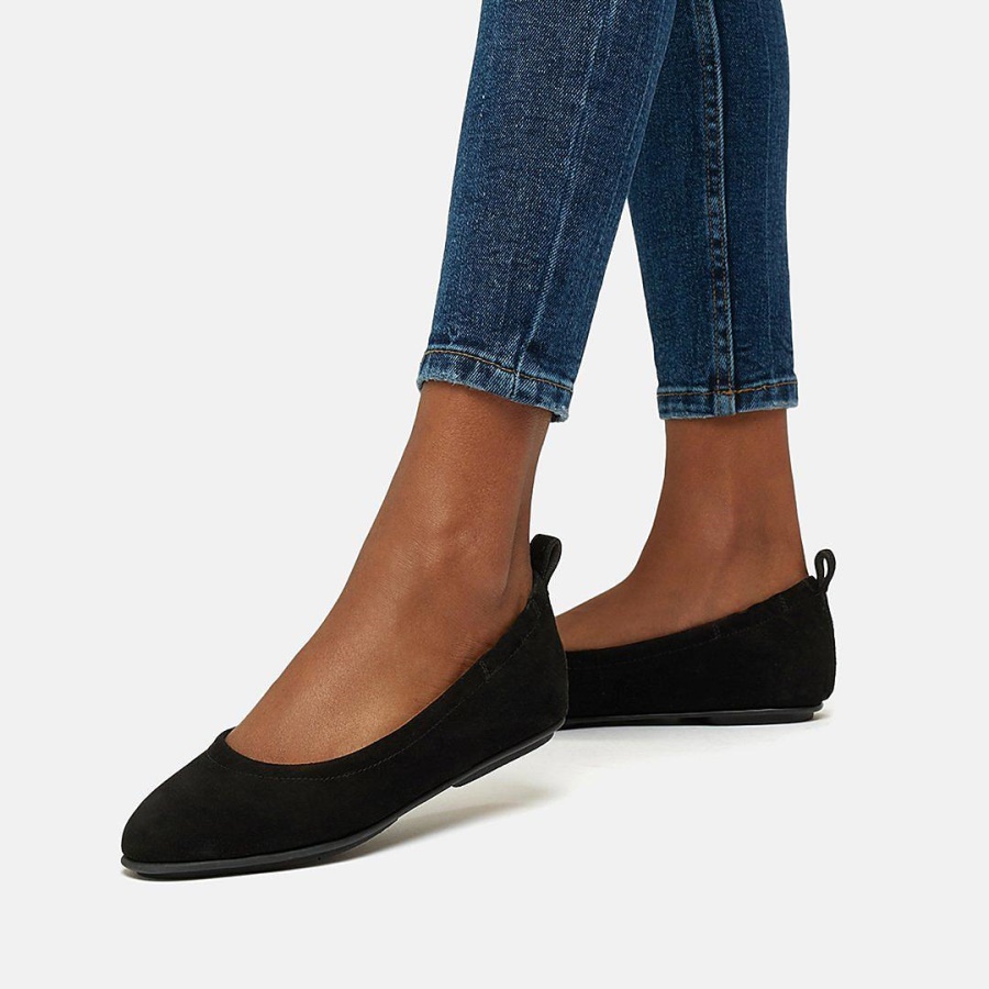 Fitflop ALLEGRO Suede Ballet Flats All Black