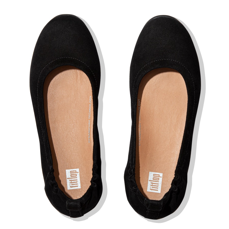 Fitflop ALLEGRO Suede Ballet Flats All Black