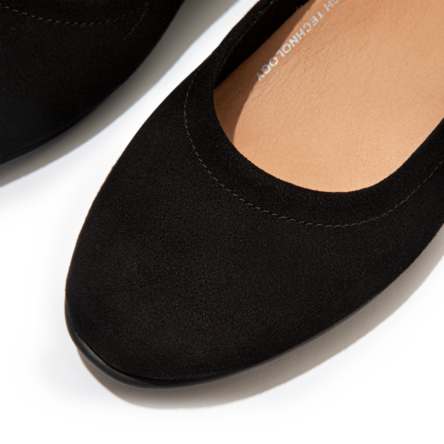 Fitflop ALLEGRO Suede Ballet Flats All Black