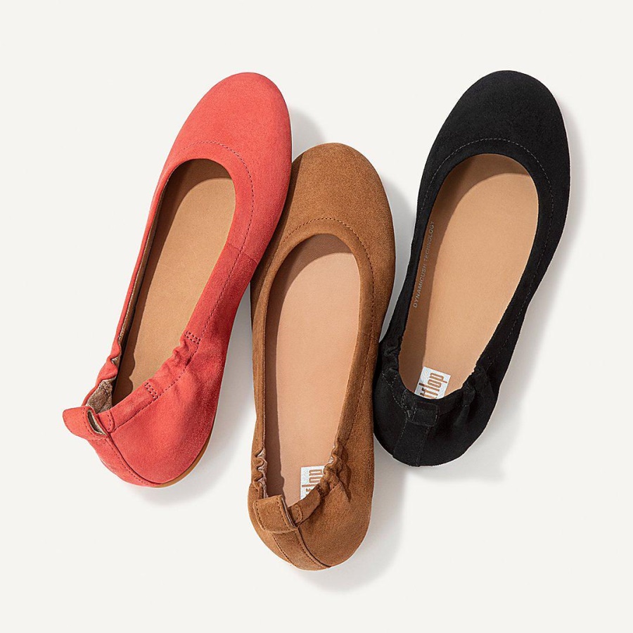 Fitflop ALLEGRO Suede Ballet Flats All Black