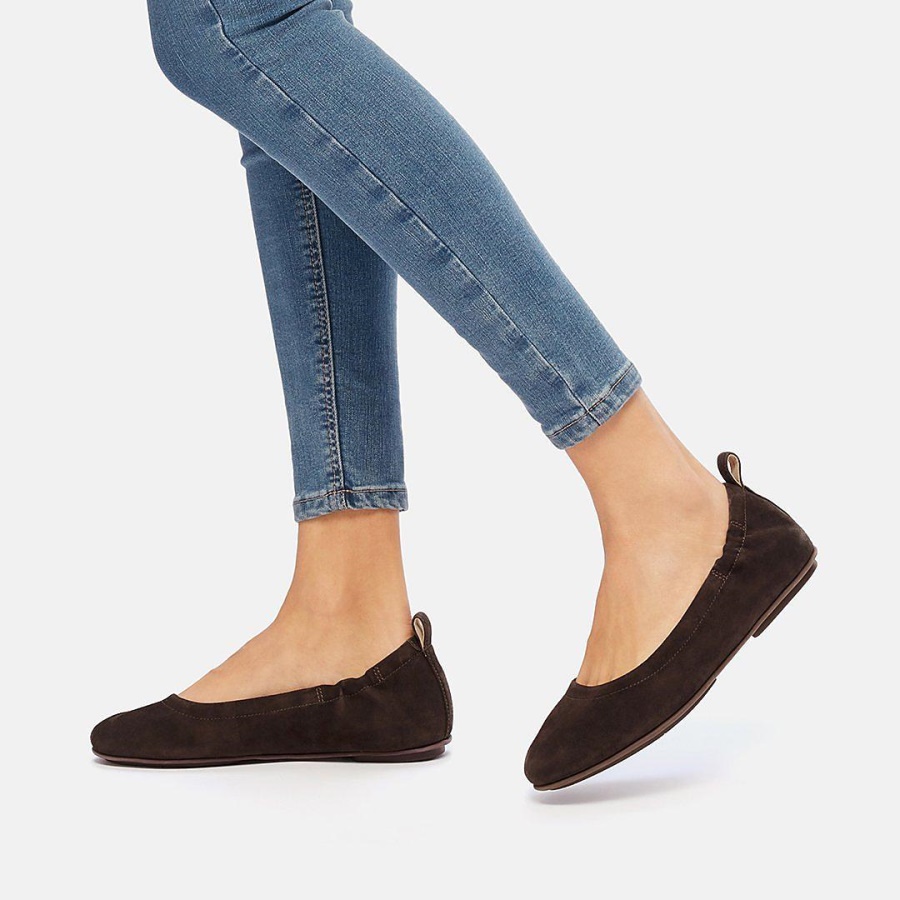 Fitflop ALLEGRO Suede Ballet Flats Brown Mix