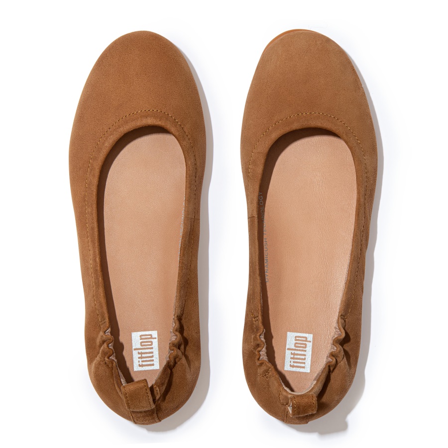 Fitflop ALLEGRO Suede Ballet Flats Light Tan