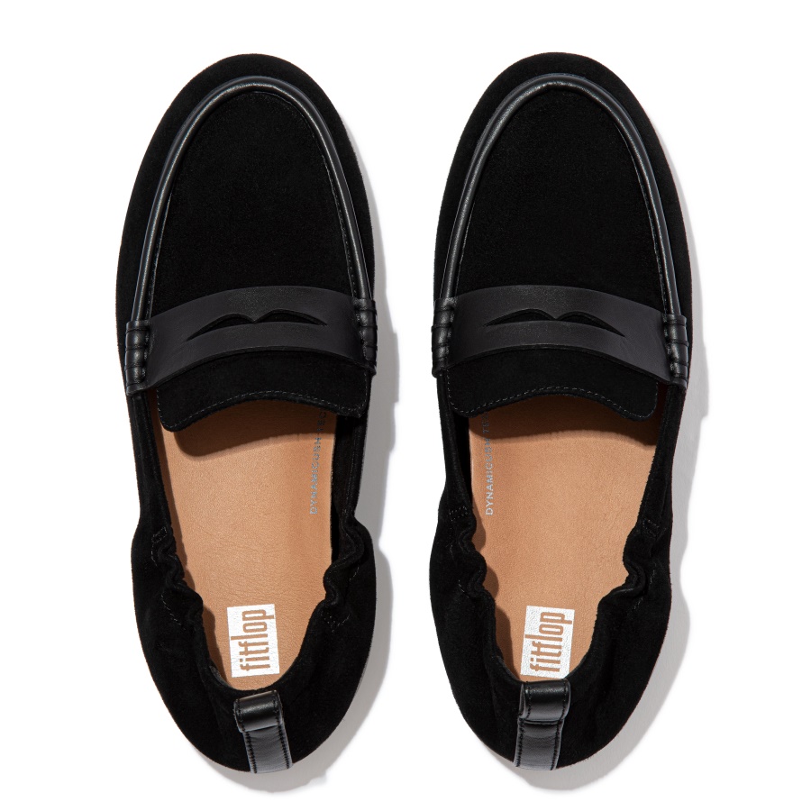 Fitflop ALLEGRO Suede Penny Loafers All Black