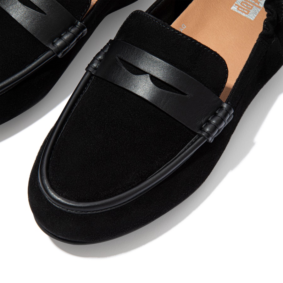 Fitflop ALLEGRO Suede Penny Loafers All Black