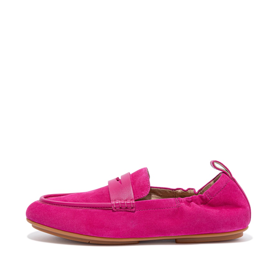 Fitflop ALLEGRO Suede Penny Loafers Fuchsia Rose