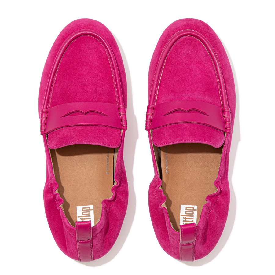 Fitflop ALLEGRO Suede Penny Loafers Fuchsia Rose