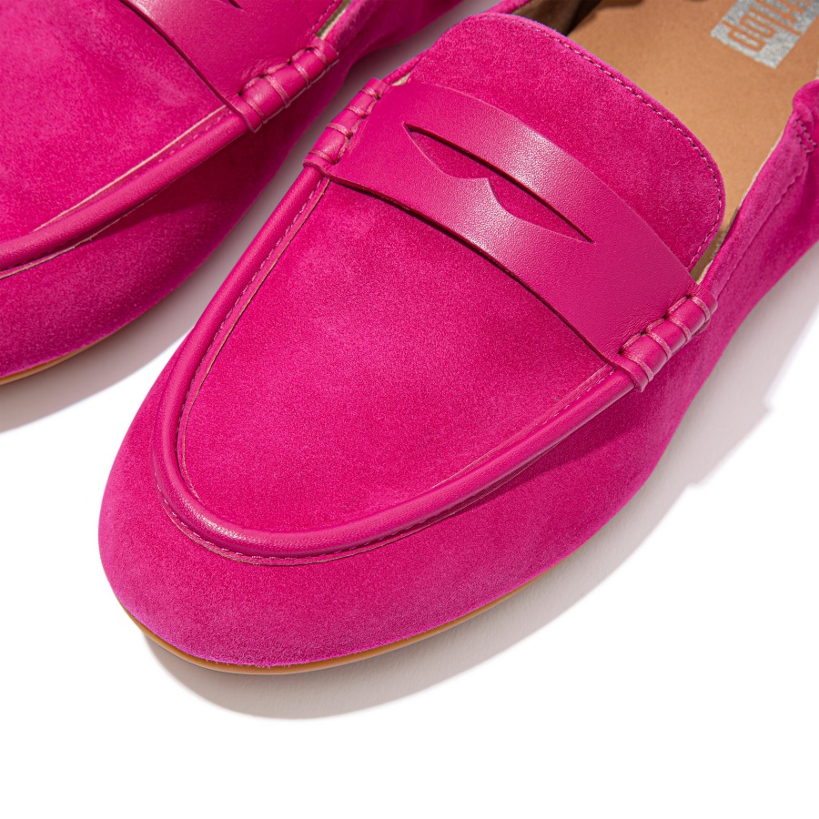 Fitflop ALLEGRO Suede Penny Loafers Fuchsia Rose