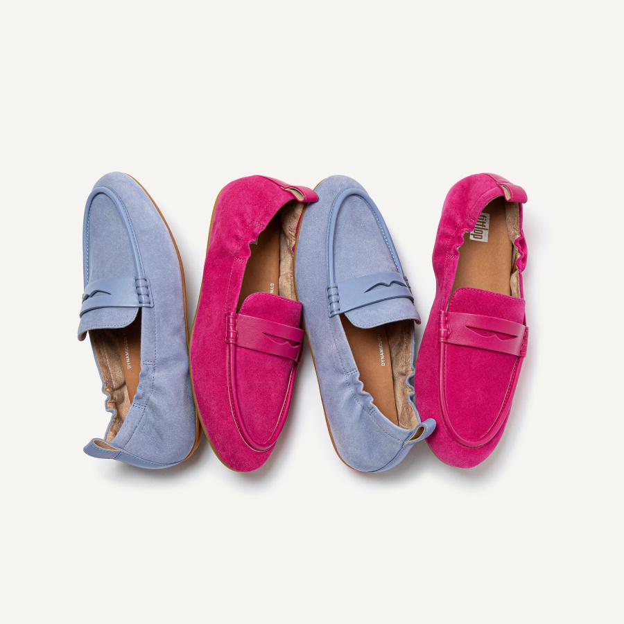 Fitflop ALLEGRO Suede Penny Loafers Fuchsia Rose