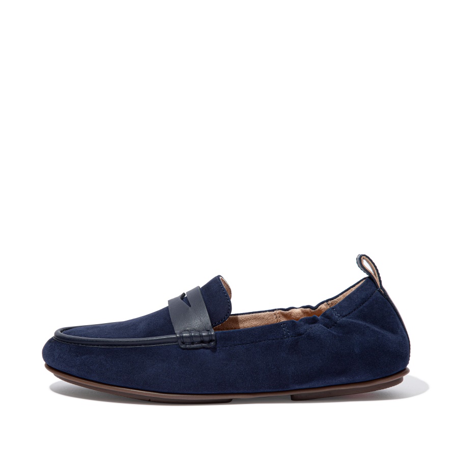 Fitflop ALLEGRO Suede Penny Loafers Midnight Navy