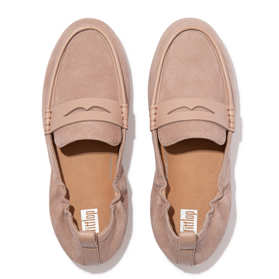 Fitflop ALLEGRO Suede Penny Loafers Naked Pink