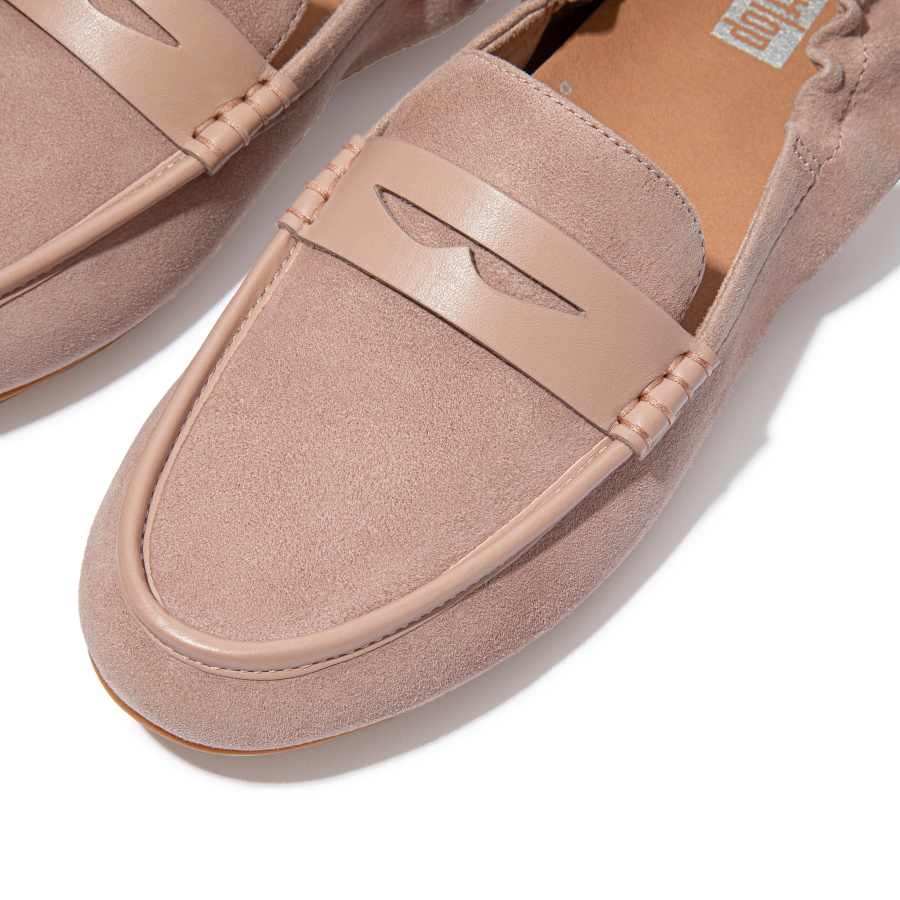 Fitflop ALLEGRO Suede Penny Loafers Naked Pink