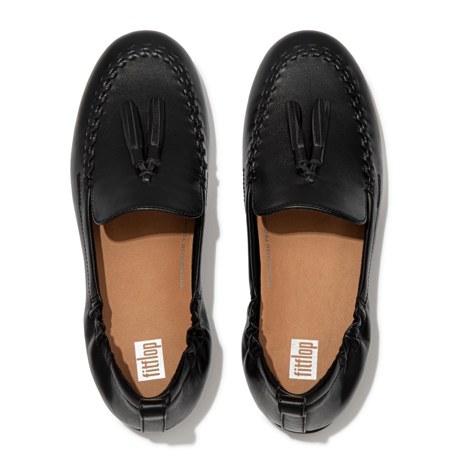 Fitflop ALLEGRO Tassel Leather Loafers All Black