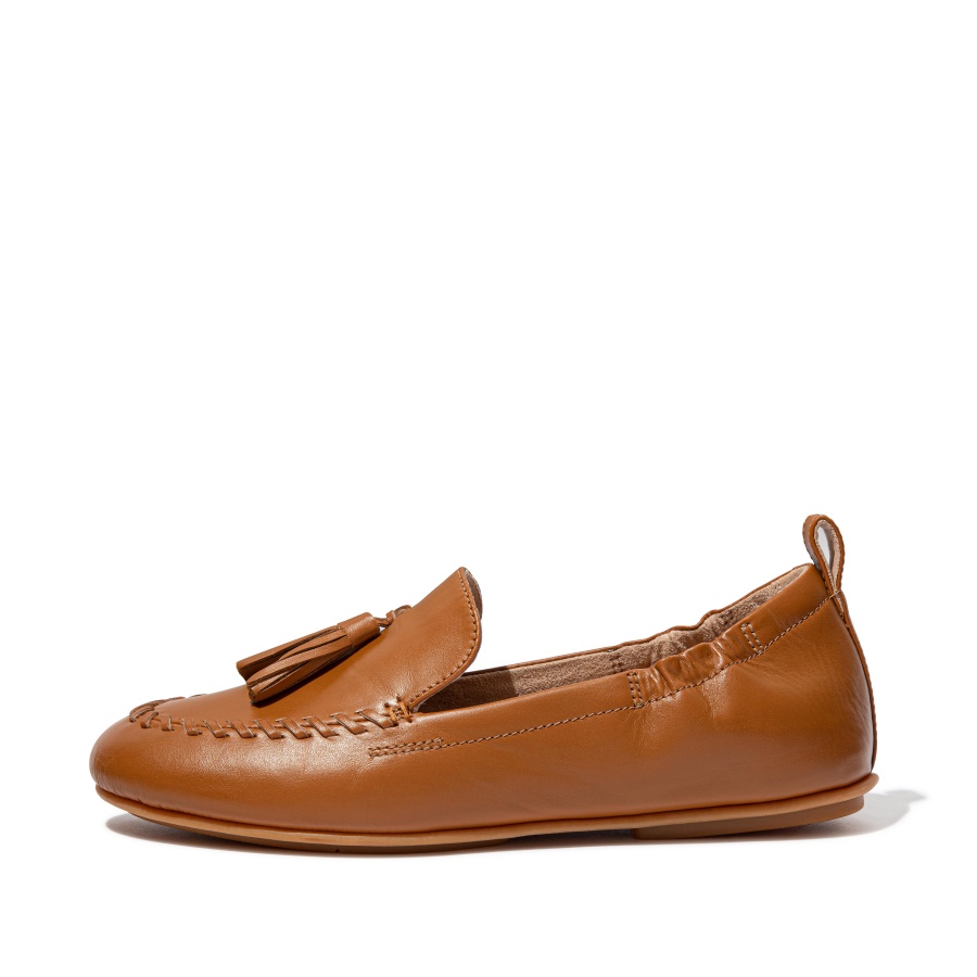 Fitflop ALLEGRO Tassel Leather Loafers Light Tan