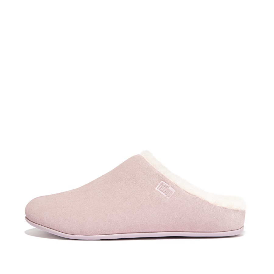 Fitflop CHRISSIE Shearling-Lined Suede Slippers Soft Lilac