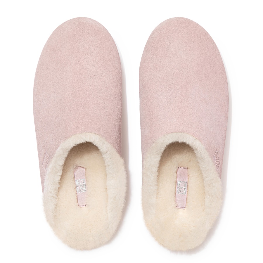 Fitflop CHRISSIE Shearling-Lined Suede Slippers Soft Lilac