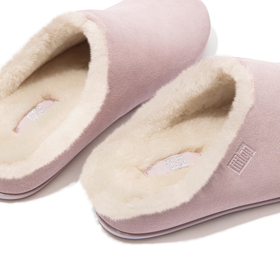 Fitflop CHRISSIE Shearling-Lined Suede Slippers Soft Lilac