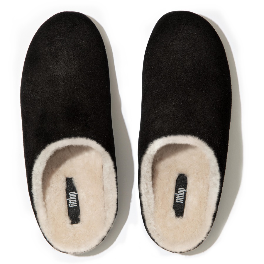 Fitflop CHRISSIE Shearling Suede Slippers Black