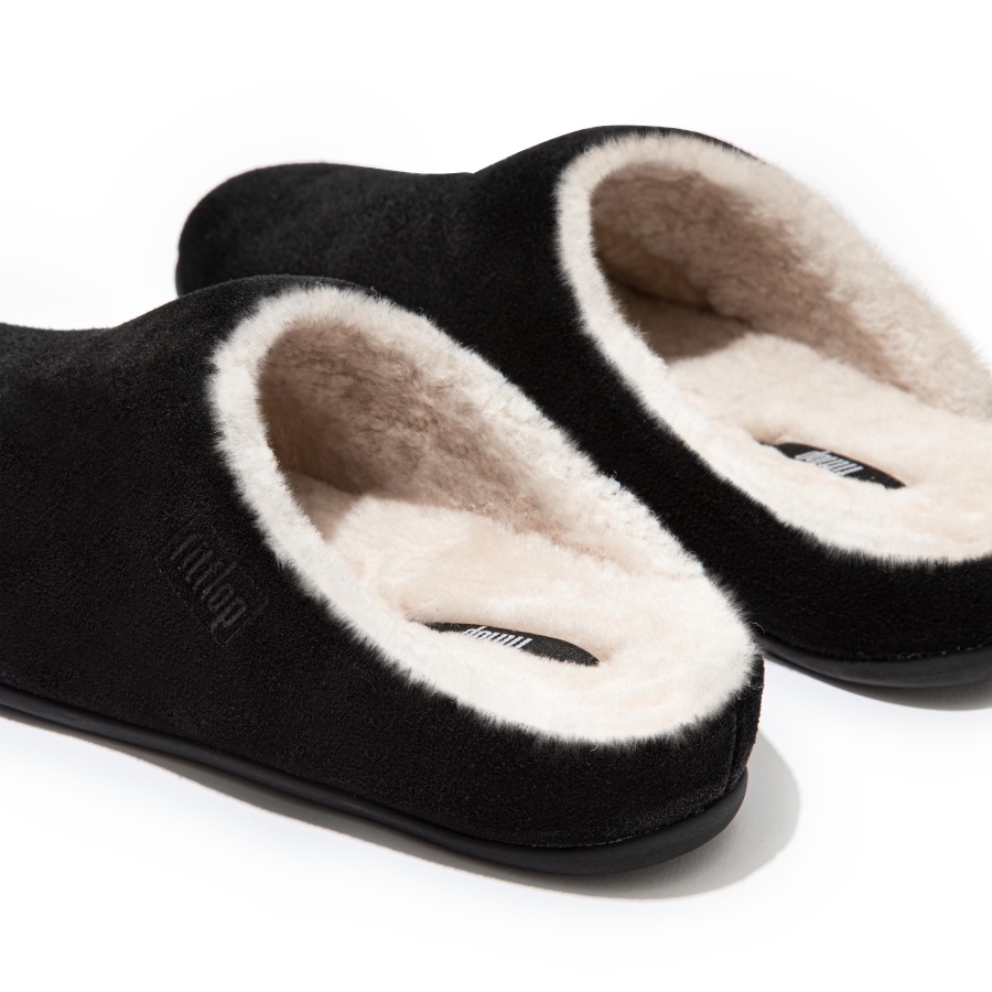 Fitflop CHRISSIE Shearling Suede Slippers Black