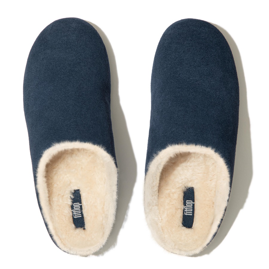 Fitflop CHRISSIE Shearling Suede Slippers Midnight Navy