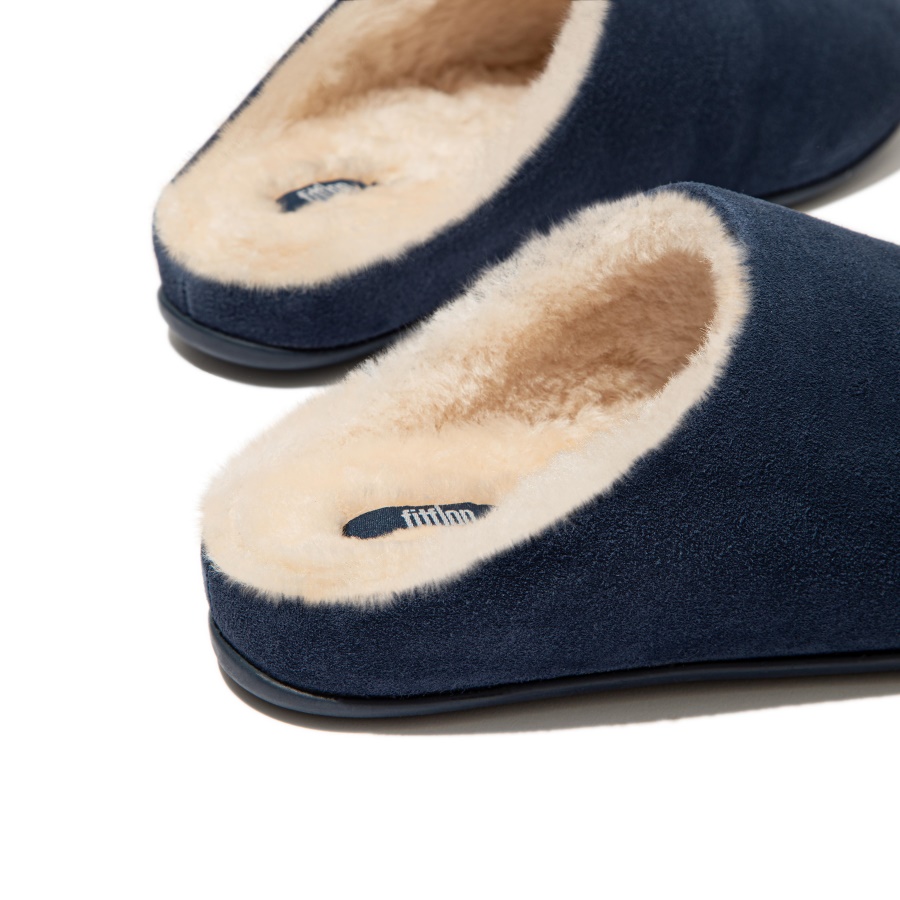 Fitflop CHRISSIE Shearling Suede Slippers Midnight Navy