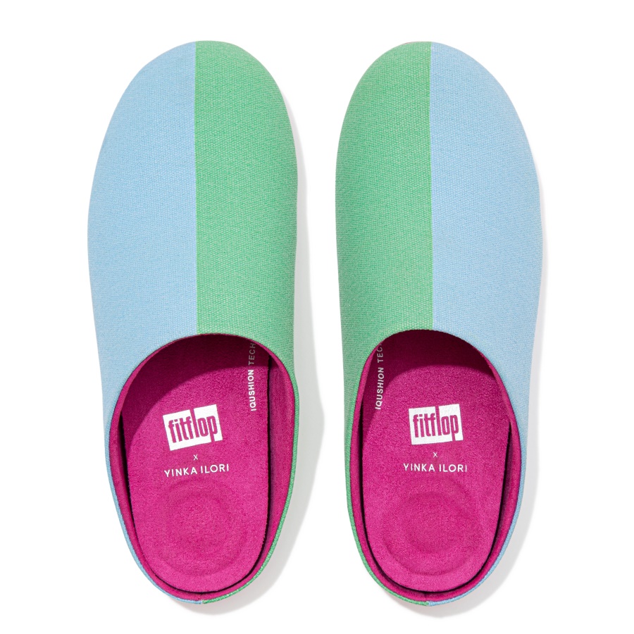 Fitflop CHRISSIE X YINKA ILORI Canvas Slippers Ice Blue-Green