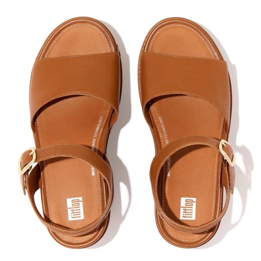 Fitflop ELOISE Espadrille Leather Back-Strap Wedge Sandals Light Tan